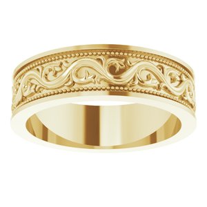 18k Yellow Or White Or Rose Gold Milgrain Sculptural Flat Band