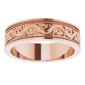 10k Yellow Or White Or Rose Gold Milgrain Sculptural Flat Band