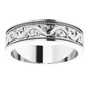 Sterling Silver Milgrain Sculptural Flat Band