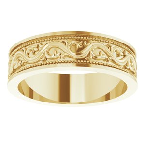 10k Yellow Or White Or Rose Gold Milgrain Sculptural Flat Band