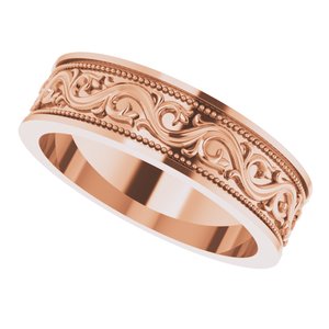 10k Yellow Or White Or Rose Gold Milgrain Sculptural Flat Band