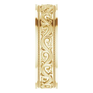 10k Yellow Or White Or Rose Gold Milgrain Sculptural Flat Band
