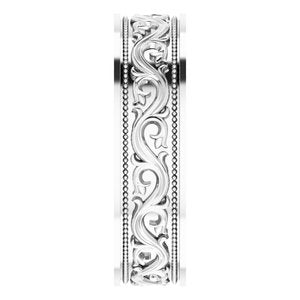 Sterling Silver Milgrain Sculptural Flat Band