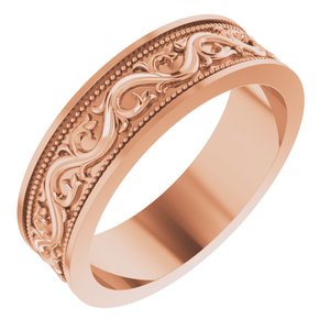 10k Yellow Or White Or Rose Gold Milgrain Sculptural Flat Band