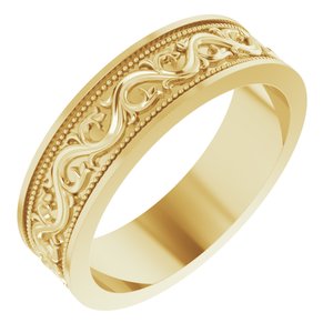 18k Yellow Or White Or Rose Gold Milgrain Sculptural Flat Band