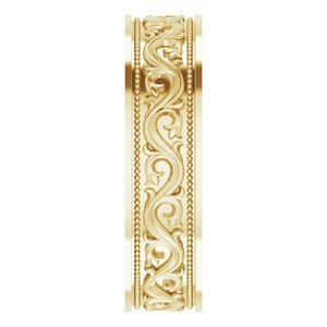 10k Yellow Or White Or Rose Gold Milgrain Sculptural Flat Band