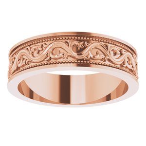 10k Yellow Or White Or Rose Gold Milgrain Sculptural Flat Band