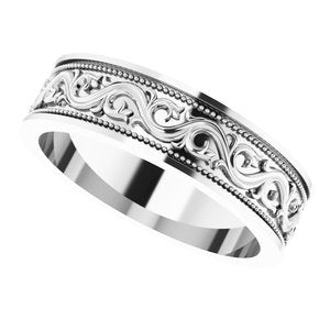 Sterling Silver Milgrain Sculptural Flat Band