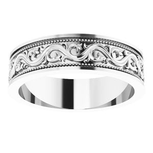 Sterling Silver Milgrain Sculptural Flat Band