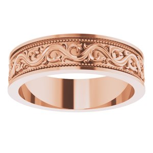 10k Yellow Or White Or Rose Gold Milgrain Sculptural Flat Band