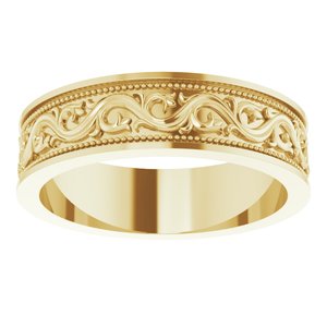 18k Yellow Or White Or Rose Gold Milgrain Sculptural Flat Band