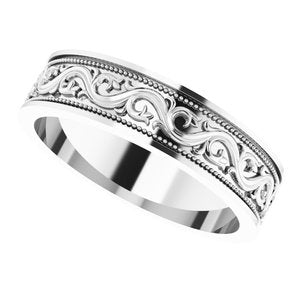 Sterling Silver Milgrain Sculptural Flat Band