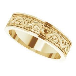 18k Yellow Or White Or Rose Gold Milgrain Sculptural Flat Band