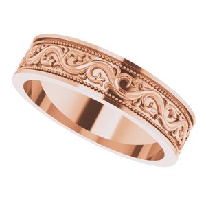 10k Yellow Or White Or Rose Gold Milgrain Sculptural Flat Band