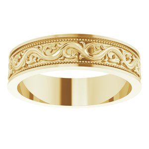 18k Yellow Or White Or Rose Gold Milgrain Sculptural Flat Band