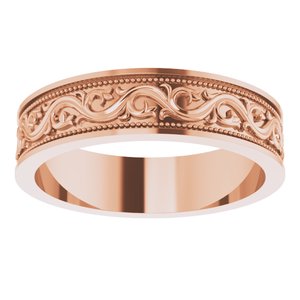 18k Yellow Or White Or Rose Gold Milgrain Sculptural Flat Band