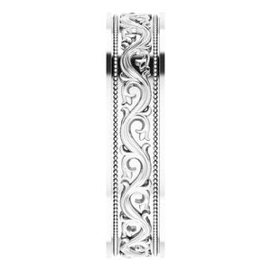 Sterling Silver Milgrain Sculptural Flat Band