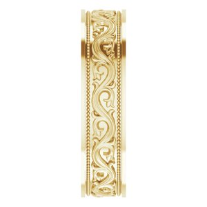 10k Yellow Or White Or Rose Gold Milgrain Sculptural Flat Band