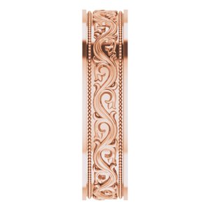 10k Yellow Or White Or Rose Gold Milgrain Sculptural Flat Band