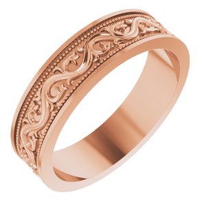 18k Yellow Or White Or Rose Gold Milgrain Sculptural Flat Band