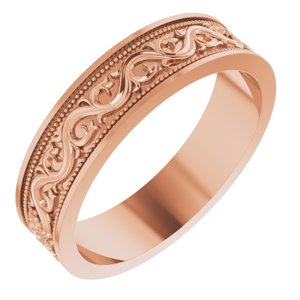 18k Yellow Or White Or Rose Gold Milgrain Sculptural Flat Band