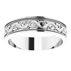 Sterling Silver Milgrain Sculptural Flat Band
