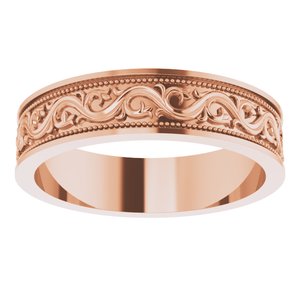 18k Yellow Or White Or Rose Gold Milgrain Sculptural Flat Band