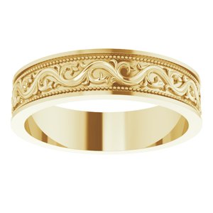18k Yellow Or White Or Rose Gold Milgrain Sculptural Flat Band