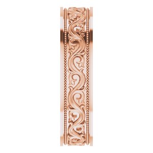 10k Yellow Or White Or Rose Gold Milgrain Sculptural Flat Band