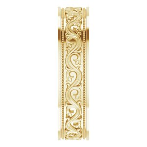 10k Yellow Or White Or Rose Gold Milgrain Sculptural Flat Band