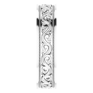 Sterling Silver Milgrain Sculptural Flat Band