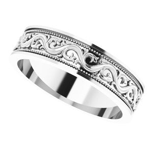 Sterling Silver Milgrain Sculptural Flat Band