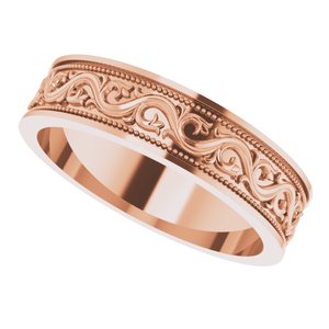10k Yellow Or White Or Rose Gold Milgrain Sculptural Flat Band