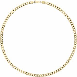 14K Yellow Gold Hollow Curb Chain, Length: 18 In, Width: 5.3 Mm