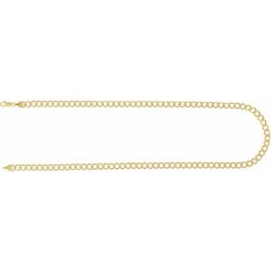 14K Yellow Gold Hollow Curb Chain, Length: 18 In, Width: 5.3 Mm