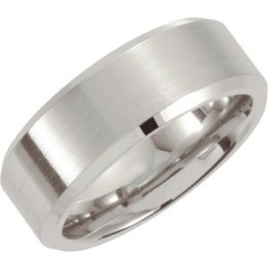 Stainless Steel Satin 7 Mm Polished Beveled-Edge Band Size 13
