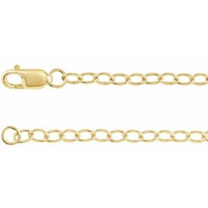 14K Yellow Or White Or Rose Gold Or Sterling Silver Or Gold Filled 2.5 Mm Lobster Clasp Open Cable Chain
