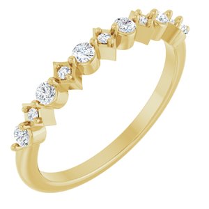 14K Yellow Gold Round 2 Mm 1/5 Ctw Natural Diamond Anniversary Band Size 7