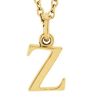 14K Yellow Gold 16 In Polished Lowercase Initial Necklace