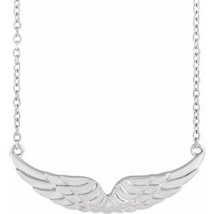 Sterling Silver 24.91 X 8.91 Mm 18 In Polished Angel Wings Necklace