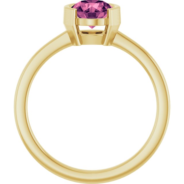 14K White Or Yellow Gold Round 6 Mm Polished Natural Pink Tourmaline Ring, Size 7