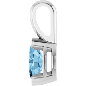 14K White Gold Oval 6 X 4 Mm Natural Sky Blue Topaz Solitaire Pendant