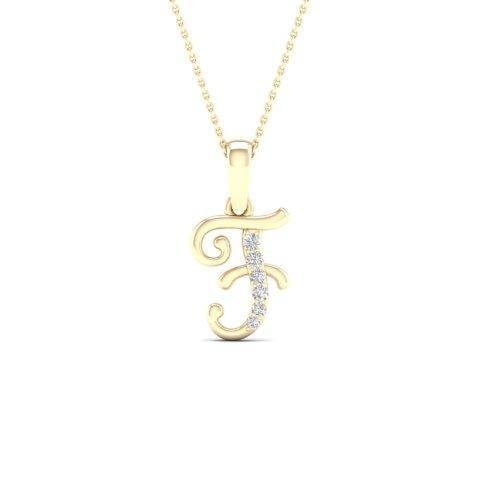 10K Yellow Gold 0.04 Cttw Diamond Ladies Initial Charm