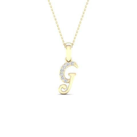10K Yellow Gold 0.04 Cttw Diamond Ladies Initial Charm