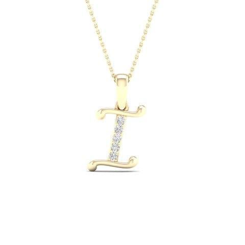 10K Yellow Gold 0.04 Cttw Diamond Ladies Initial Charm