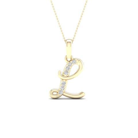 10K Yellow Gold 0.04 Cttw Diamond Ladies Initial Charm