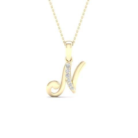 10K Yellow Gold 0.04 Cttw Diamond Ladies Initial Charm