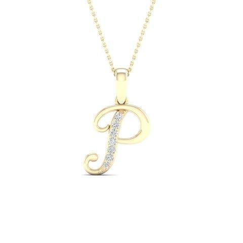 10K Yellow Gold 0.04 Cttw Diamond Ladies Initial Charm