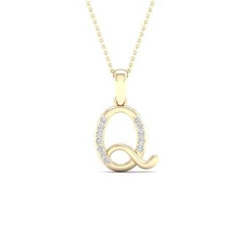 10K Yellow Gold 0.04 Cttw Diamond Ladies Initial Charm