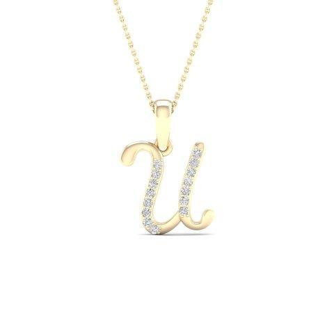 10K Yellow Gold 0.04 Cttw Diamond Ladies Initial Charm
